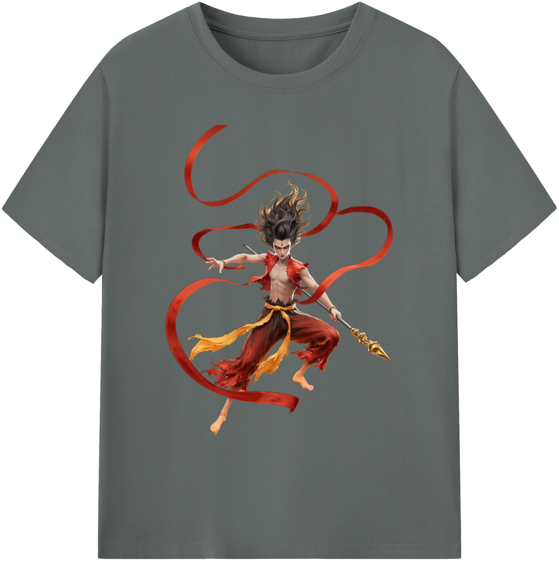 （画像用） Ne Zha 2 ナタ 魔童の大暴れ 綿100％ メンズ半袖Tシャツ｜肌触りやわらか＆通気性